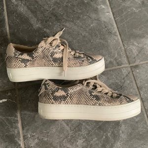 J/Slides Leather Snakeskin Design Sneakers Size 7